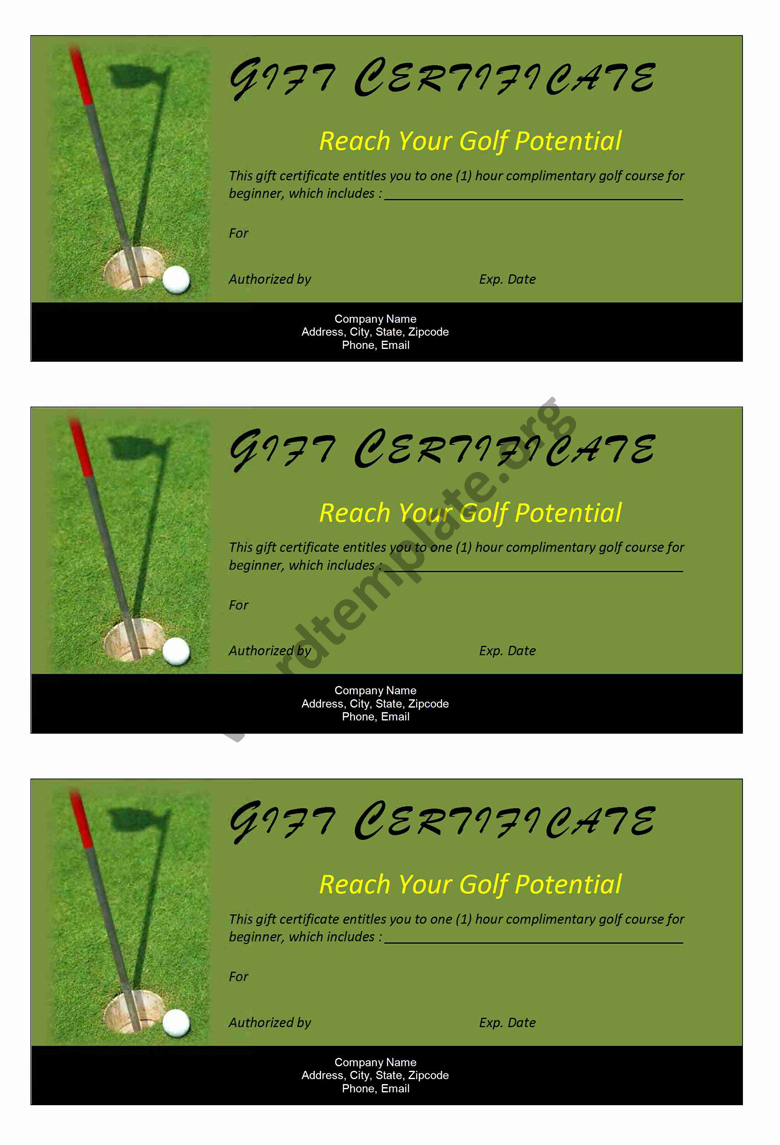 Golf Gift Certificate Template Free Microsoft Word Templates